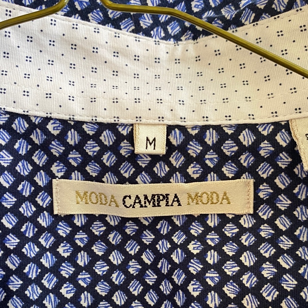 Moda Navy Geometric Button Down Shirt - Picture 2 of 4